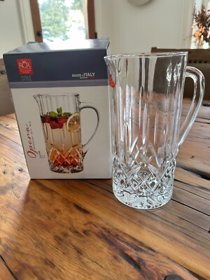 RCR Crystal Opera Brocca Jug Made In Italy 40 Oz & 9'' Tall with Original Box