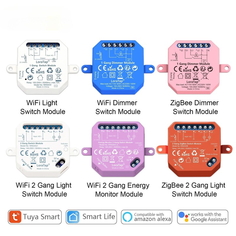 Tuya Smart Life ZigBee WiFi Light Switch Module Dimmer Energy Remote Control Lot