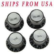 KAISH 4pcs Guitar Reflector Knobs Black/Silve...