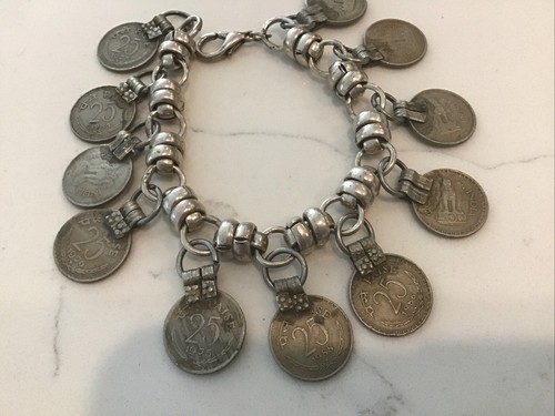 Vintage Afghani Coin Afghanistan Silver Tone Metal Boho Beautiful Bracelet - Picture 2 of 6