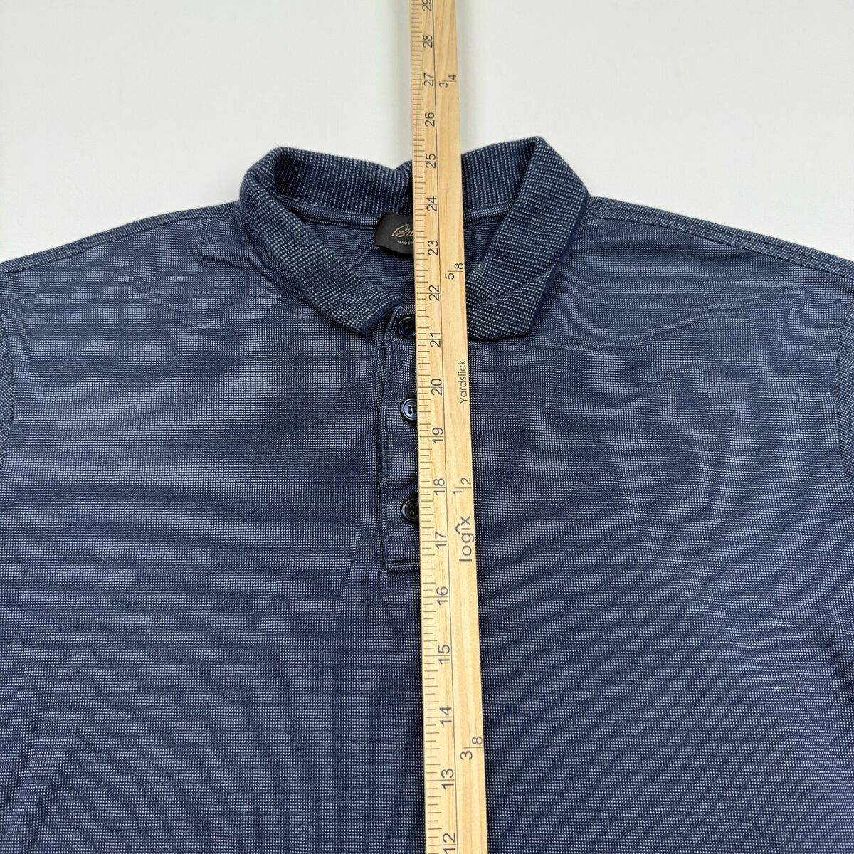 Brioni Men's Designer Cotton Blend Polo Collar Shirt Blue XL Brioni Men's Designer Cotton Blend Polo Collar Shirt Blue XL