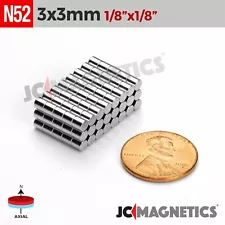 3mm x 3mm 1/8"x1/8" N52 Strong Rare Earth Neodymium Crafts Magnet Discs 3x3mm