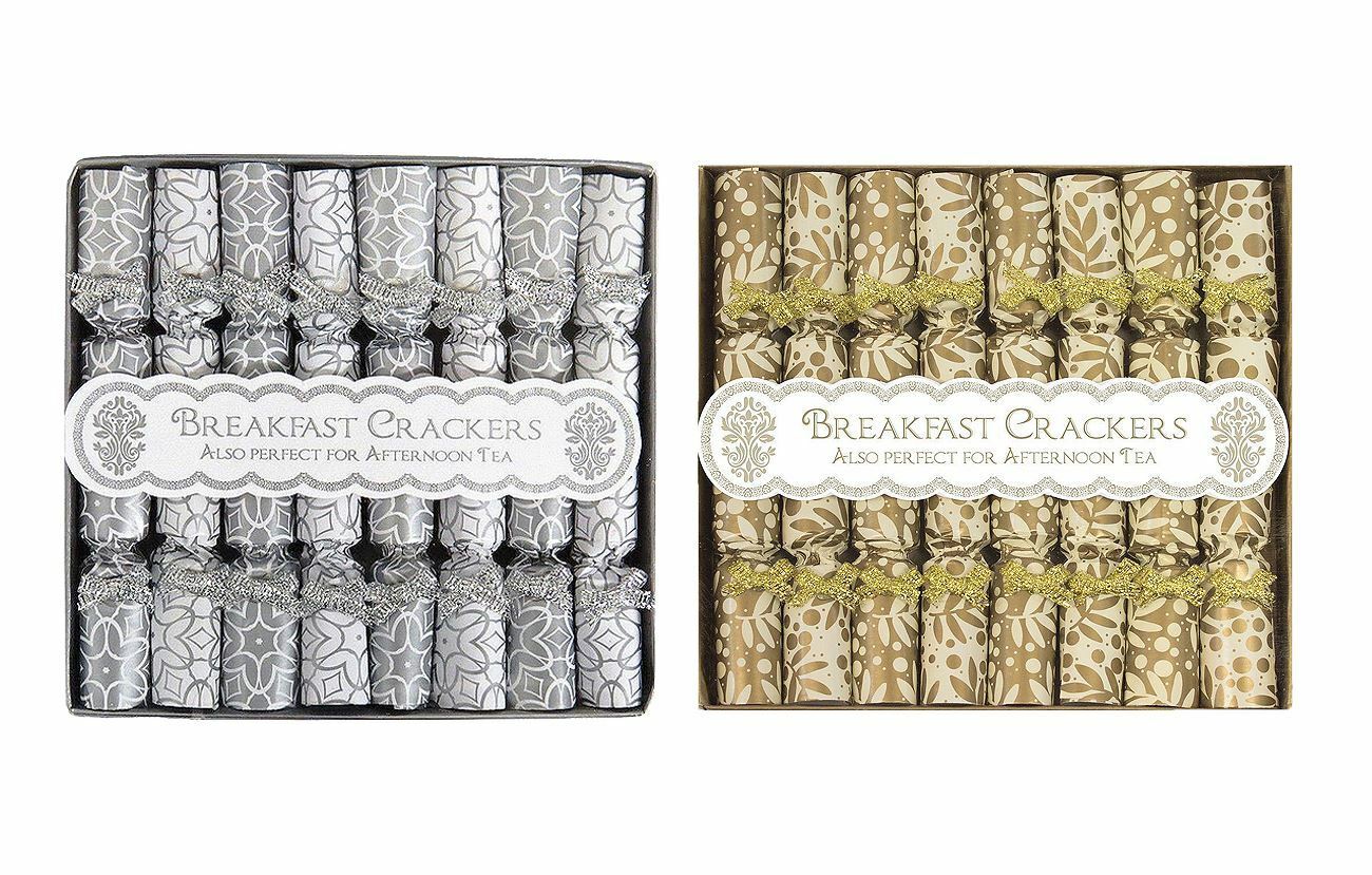Mini Christmas Crackers Saucer Crackers Pack of 16 Breakfast Crackers Gold Xmas