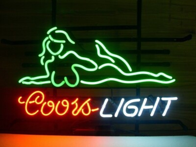 COORS LIGHT GIRL Neon Light Sign Beer Gift Bar Lamp Artwork 17''x14''