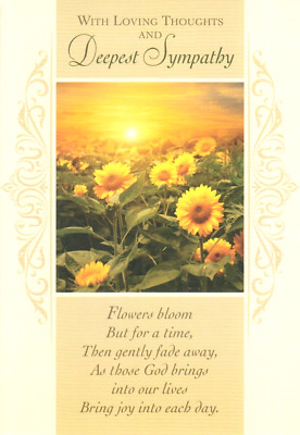 Sympathy In His Comfort Sunset And Sunflower Christian Greeting Card