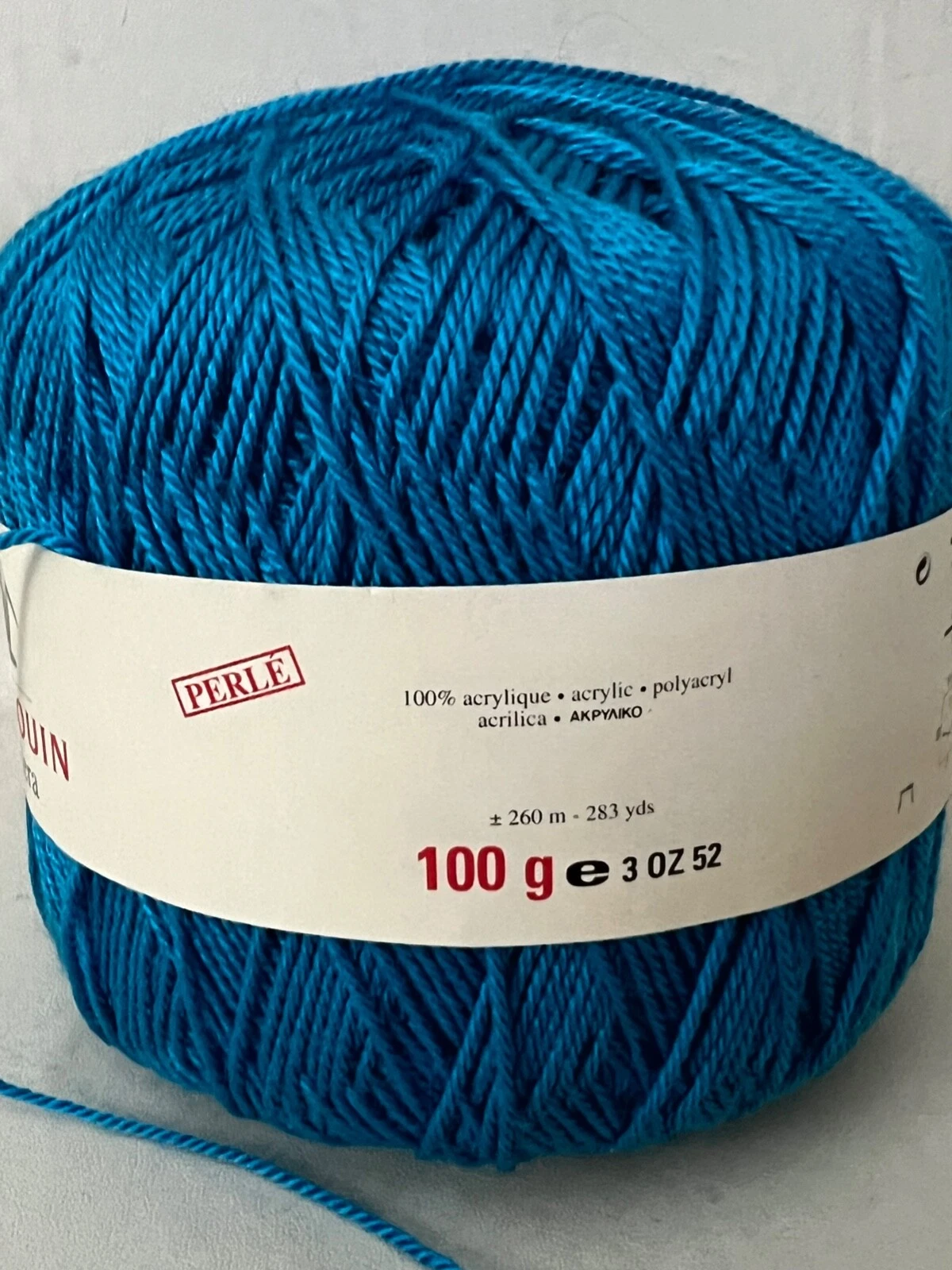 Pingouin RIVIERA Perle` 100% Acrylic 1 Cake BLUE 100g 283 yds Yarn Made in Italy - product detail image 2