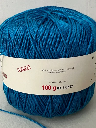 Pingouin RIVIERA Perle` 100% Acrylic 1 Cake BLUE 100g 283 yds Yarn Made in Italy image 2