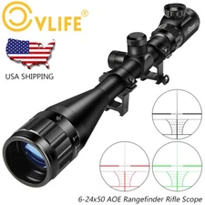 CVLIFE 6-24x50 AOE Rifle Scope R/G Illuminated Rangefinder Gun Scope +20mm Mount