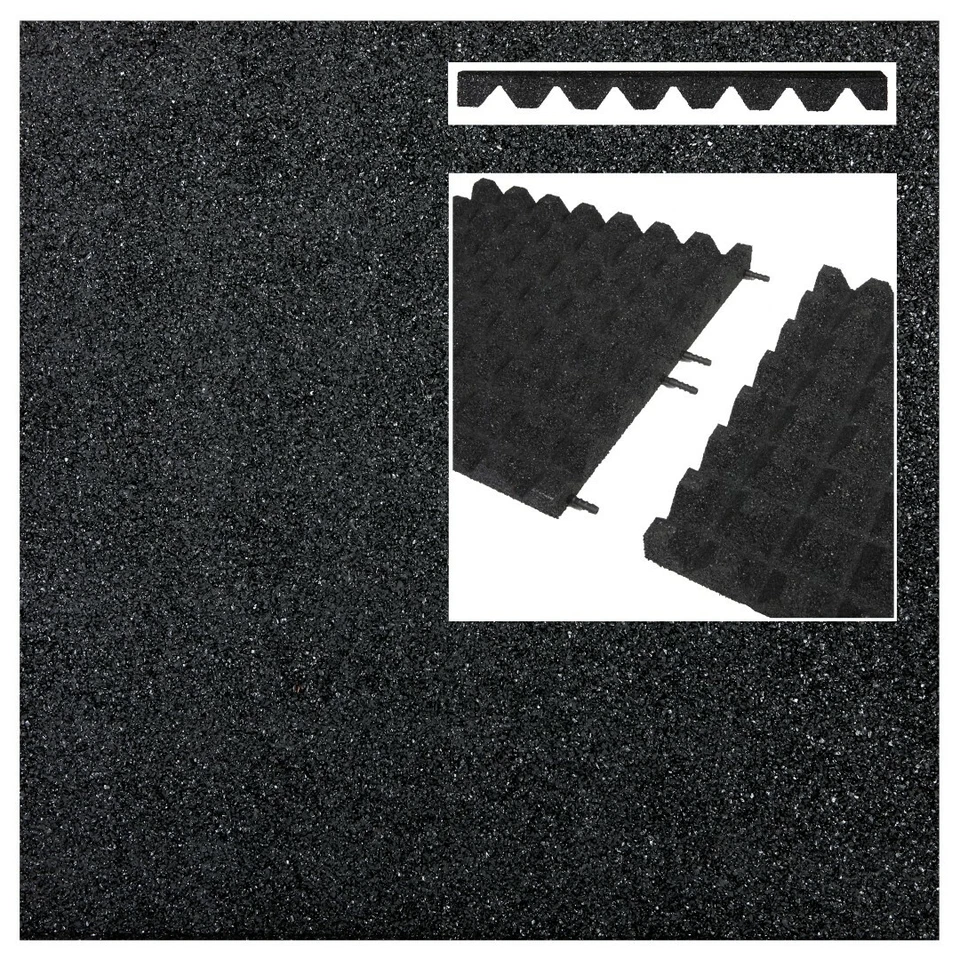 HOLZ-WURM 20x Fallschutzmatten 50x50 SCHWARZ 45 mm + Verbinder Gummimatten Spielplatzmatte