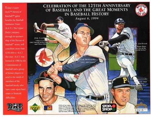 Ted Williams/Reggie Jackson/Lonborg Mazeroski 1994 Upper Deck Sheet Lot of 10 
