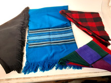 Estate Lot of 4 Vintage Woolen Shawls, As Shown, Excellent Condition