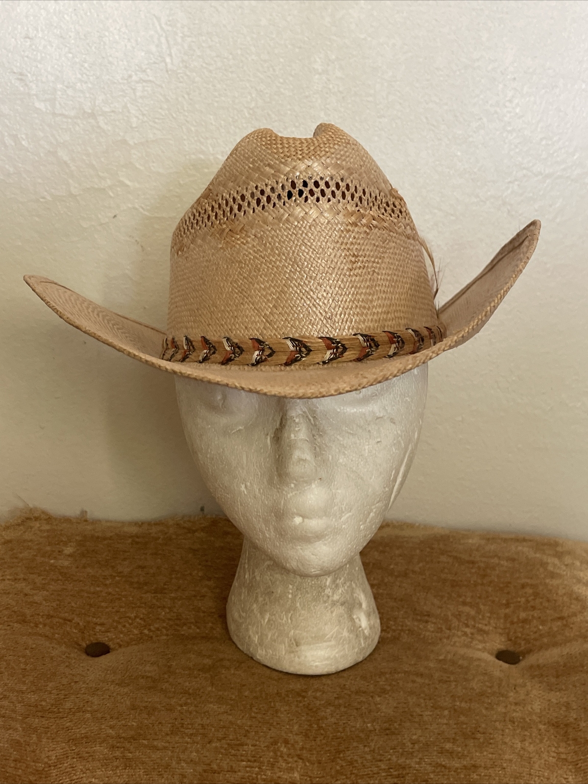 Vintage Stetson Roadrunner Straw Cowboy Hat with Head… Gem