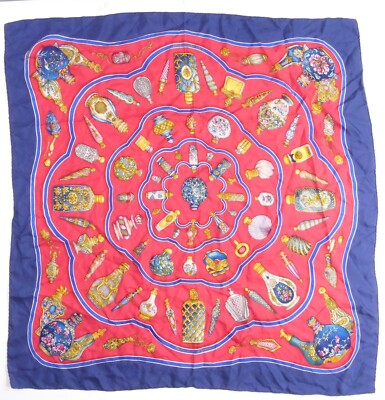 HERMES Paris Seiden Tuch 90x90 Rot Blau  TOP MOTIV