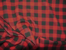 Bullet Printed Liverpool Textured Fabric Stretch 5/8" Plaid Red Black Q45