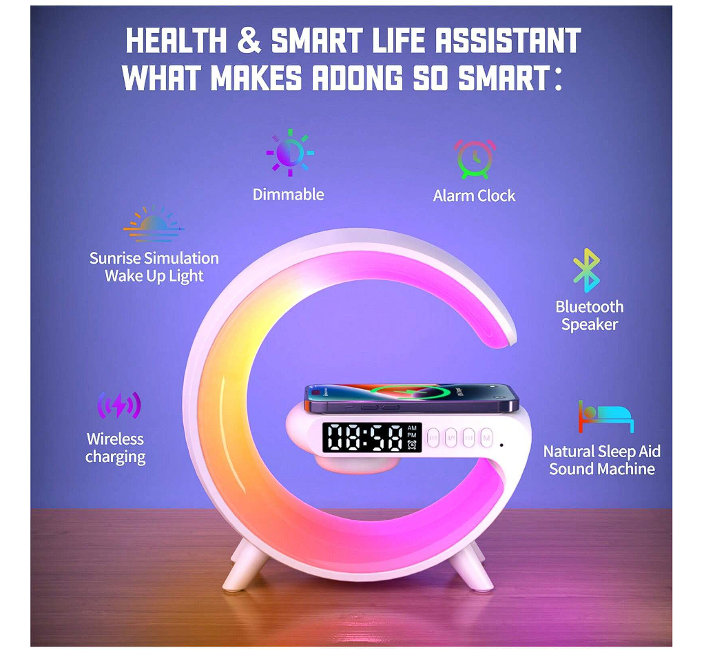 Mini Wireless Fast Charging Smart Wake-Up Light With Music Sync-image