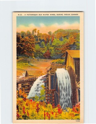 #ad Postcard A Picturesque Old Water Wheel During Indian Summer $3.46