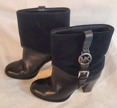 Michael Kors Women's Size 6M Black Leather Ankle Suede Fulton