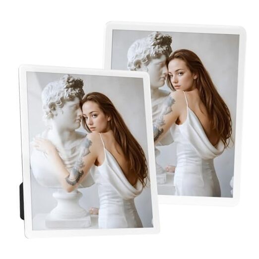 8x10 Picture Frame Set of 2, Real Glass Picture Frames 8×10（2 Pcs） White