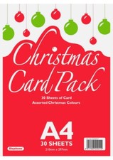 A4 Card Christmas 30 Sheets - Card Making Craft Assorted Christmas Colours