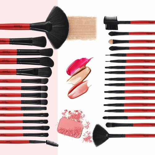 Makeup Brushes Set, Red, 32 pcs, Professional Cosmetic Kit with Storage Case G - Picture 4 of 5
