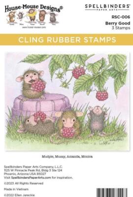 New Spellbinders Rubber Stamp set HOUSE MOUSE BERRY GOOD  free USA ship