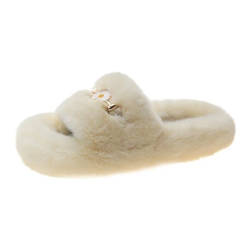 Mujeres Invierno Casa Zapatillas Piel Sintética Cálidas Suaves Dama Hogar Informales Zapatos Planos Hogar Foto 3 de 4