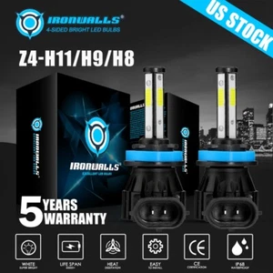 4-Sides H11 LED Kit phare Ampoules de faisceau bas Super Bright 6500K blanc 1000000LM