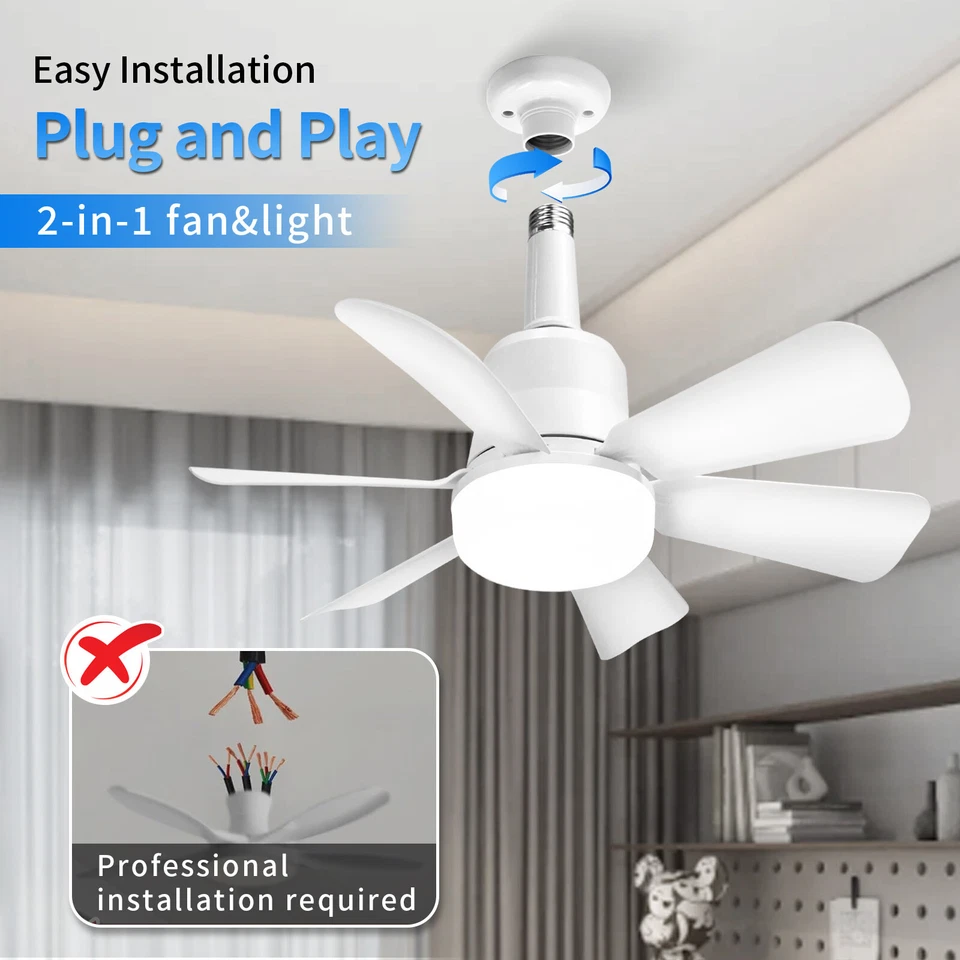 16.7" 6-Blade LED Ceiling Fan with Light, Flush Mount Kit, Remote Control - Image 2 of 4