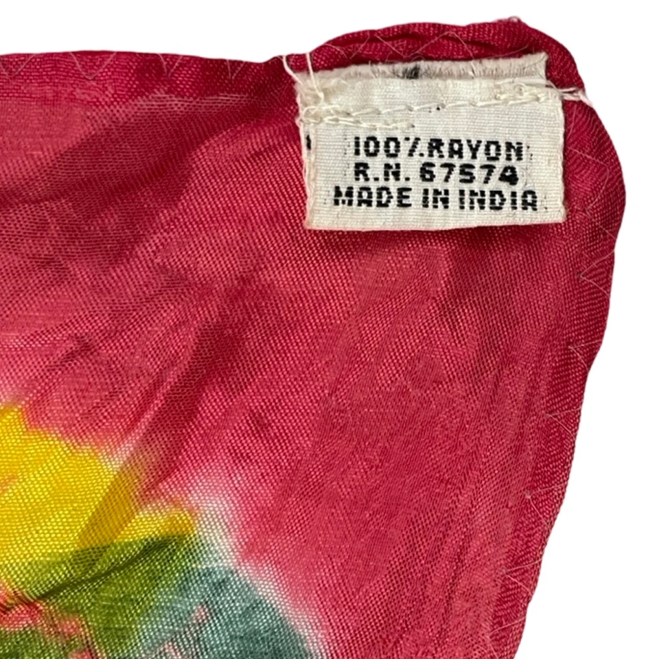 复古 领带 染料 围巾 大号 彩色艺术 穿 1990 年代 人造丝心形 深粉色 — 第 3/4 张图片