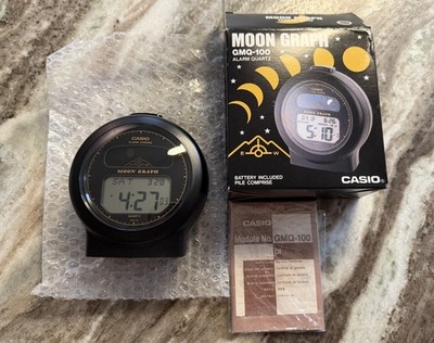 NOS Casio Moon Graph GMQ-100: Very Rare Quartz Desk Alarm Clock Watch New In Box