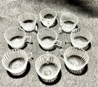 Vintage Ribbed Deco MCM Clear Glass Punch Cups  — Set Of 9 — photo 3