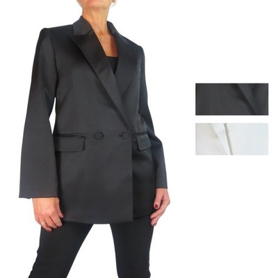 Damen Satin Blazer Jacke komplett gefüttert Oversize Abend Party