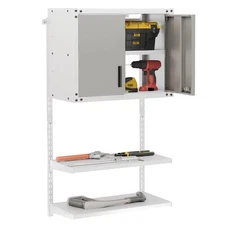 Metal Wall Cabinet w/ Locking Doors & 3 Adjustable Shelves for Warehouse