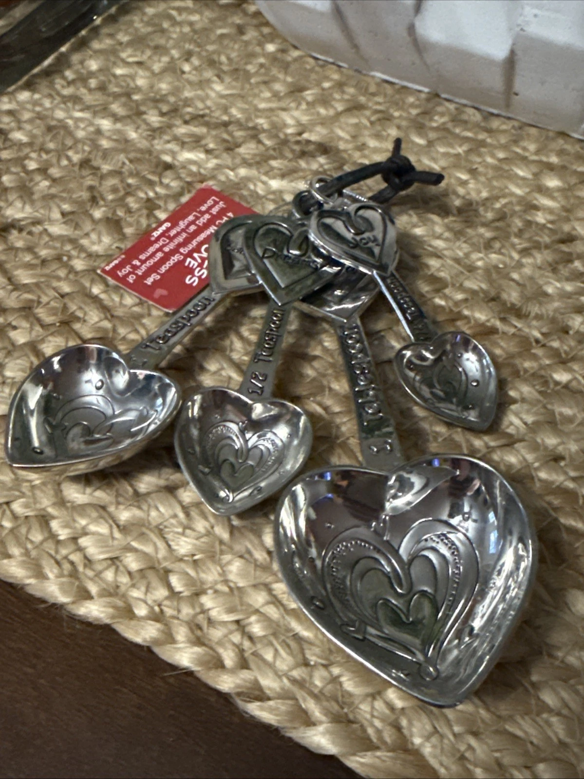 Ganz 4 Piece Silver Measuring Spoon Set NWT “Endless Love” Hearts