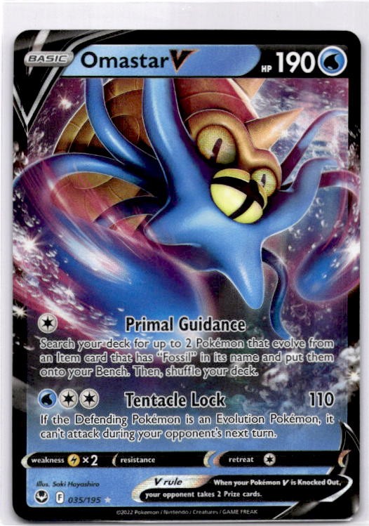 Omastar V 035/195 Holo V Rare Silver Tempest Pokemon Near Mint A2