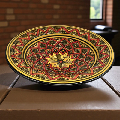 Safi MOROCCAN Ceramic POTTERY 11'' Signed BOWL PLATE Morocco FOLK Wall ART Boho