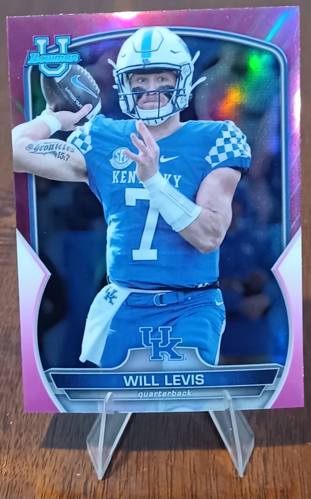 2022 Bowman University Chrome - Will Levis #5 Pink Refractor (RC) Kentucky
