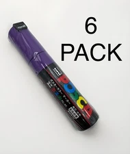 Uni-Ball Posca Broad Chisel Tip Marker Pen - Violet Purple  (Pack of 6)