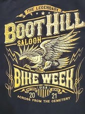 Boot Hill Saloon Bike Week 2021 Biker T-Shirt Black Tee Made in USA Sz L