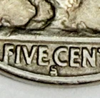1936-S over S  S/S  "ERROR"  5C Buffalo Nickel - AU Condition
