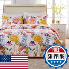 Greenland Home GL-1408AMSQ Watercolor Dream Quilt Set 3-Piece Full/Queen White