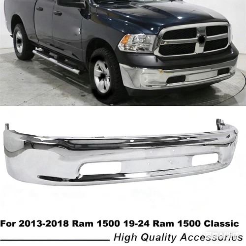 Front Chrome Steel Bumper For 2013-2018 RAM 1500 2019-2024 Classic w/o Fog Hole