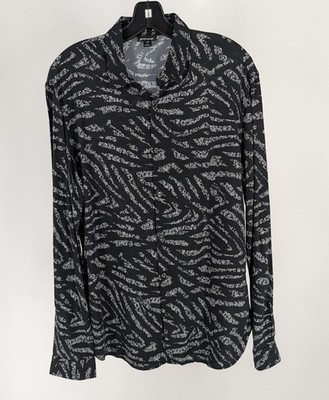 2018 Just Cavalli Roberto Cavalli Zebra Animal Script Shirt Black White IT 48 M