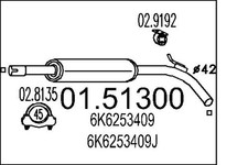 MTS Mittelschalldämpfer 01.51300 für VW POLO 3 CLASSIC 6V2 Variant 6V5 SEAT 2