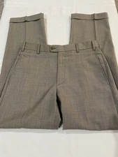 Zanella Pants Men 32x31 Gray Dress Trousers Flat Front Cuffed Made in Italy