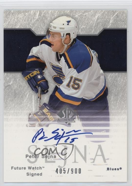 2003-04 SP Authentic Future Watch /900 Peter Sejna #156 Rookie Auto RC 1o1v