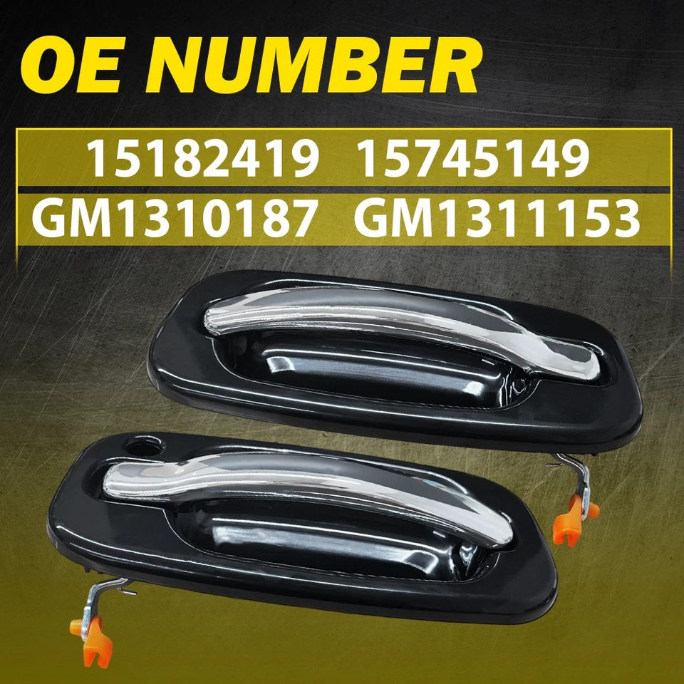 NEW Front Door Outside Set No Handles Chrome Fit Keyhole 99-06 Silverado Sierra Foto 3 de 4