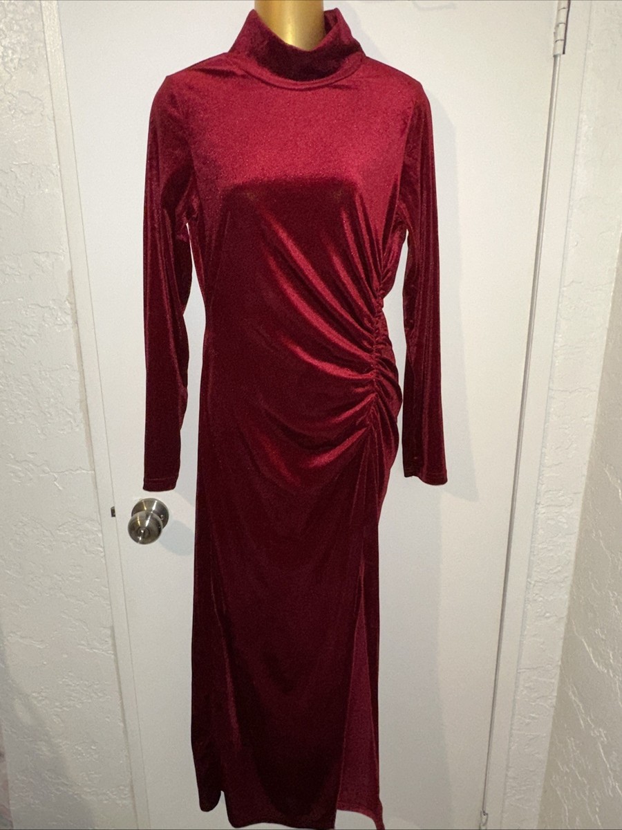 fitted lace wedding dress 1960s V-Neck Velvet Long Sleeve A-Line Dress
