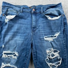 Judy Blue Skinny Fit Capri Womens 22W Blue Distressed Denim Jeans Stretch Casual