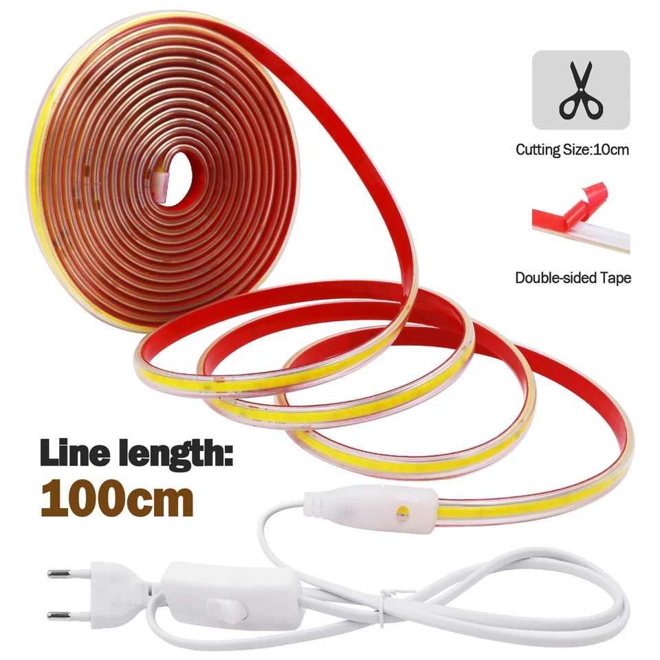 230V COB LED Streifen 288LEDs/M Selbstklebend Lichtband Lichterkette Wasserdicht - Bild 2 von 4